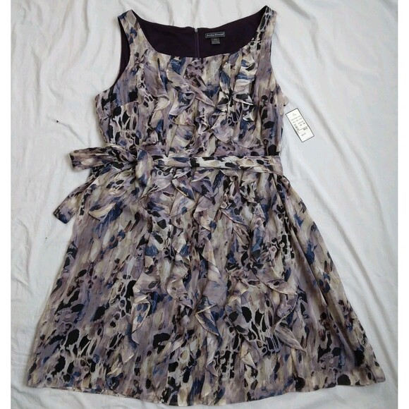 NWT Jessica Howard Purple Blue Ruffled Midi Dress Sleeveless Women's 24W - Picture 1 of 10